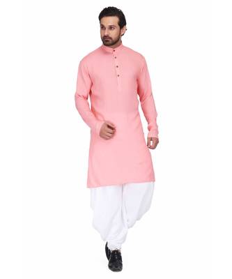 Designer pink rayon kurta with with payjama 1