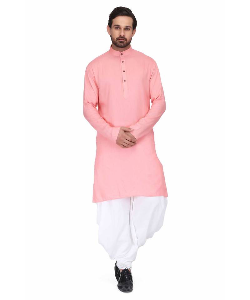 Designer pink rayon kurta with with payjama