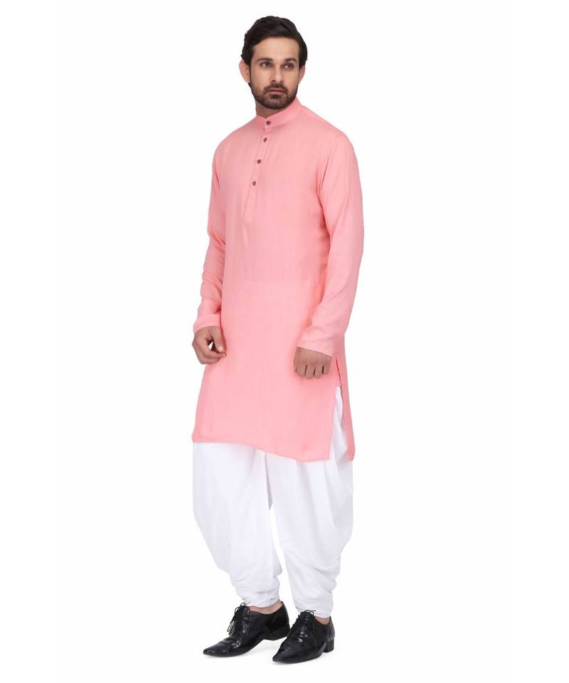 Designer pink rayon kurta with with payjama