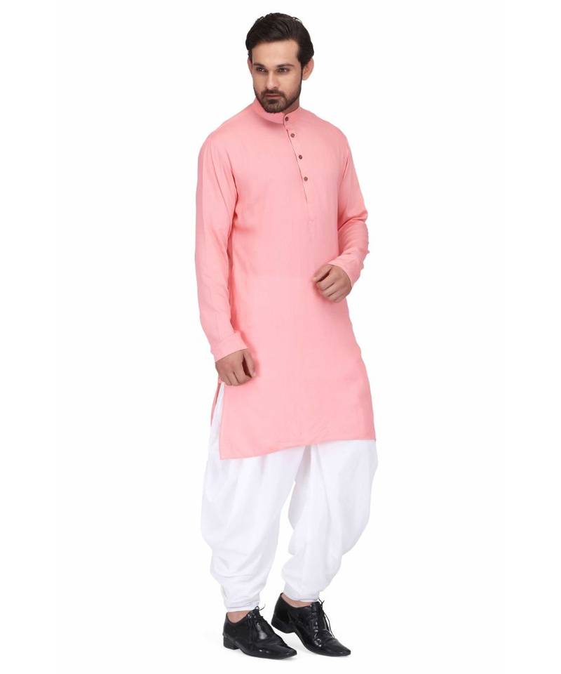 Designer pink rayon kurta with with payjama