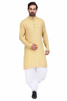 Designer yellow rayon kurta with with payjama