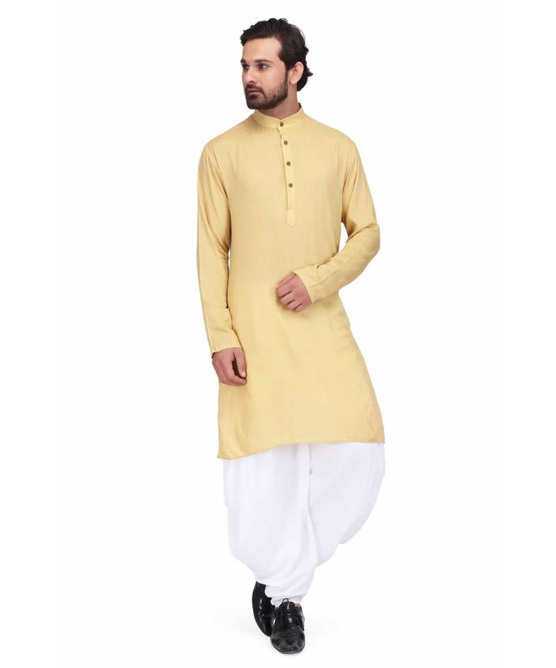 Designer yellow rayon kurta with with payjama