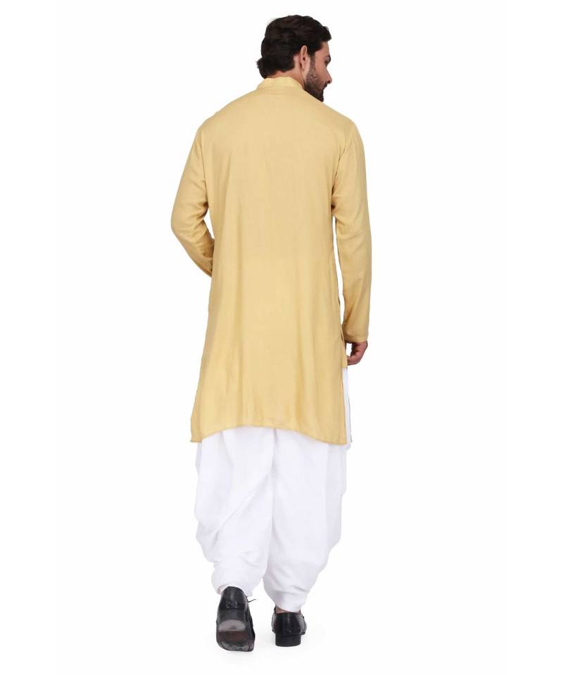 Designer yellow rayon kurta with with payjama