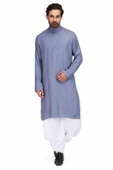 Designer grey rayon kurta with with payjama