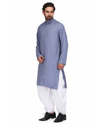 Designer grey rayon kurta with with payjama 3