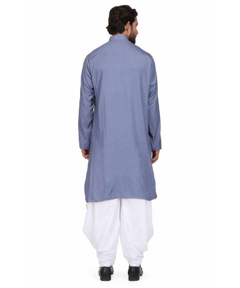Designer grey rayon kurta with with payjama