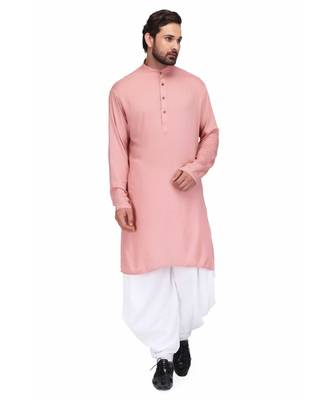 Designer dusty pink rayon kurta with with payjama 1