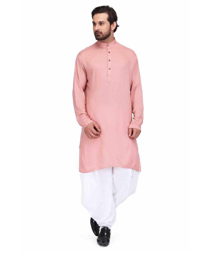 Designer dusty pink rayon kurta with with payjama