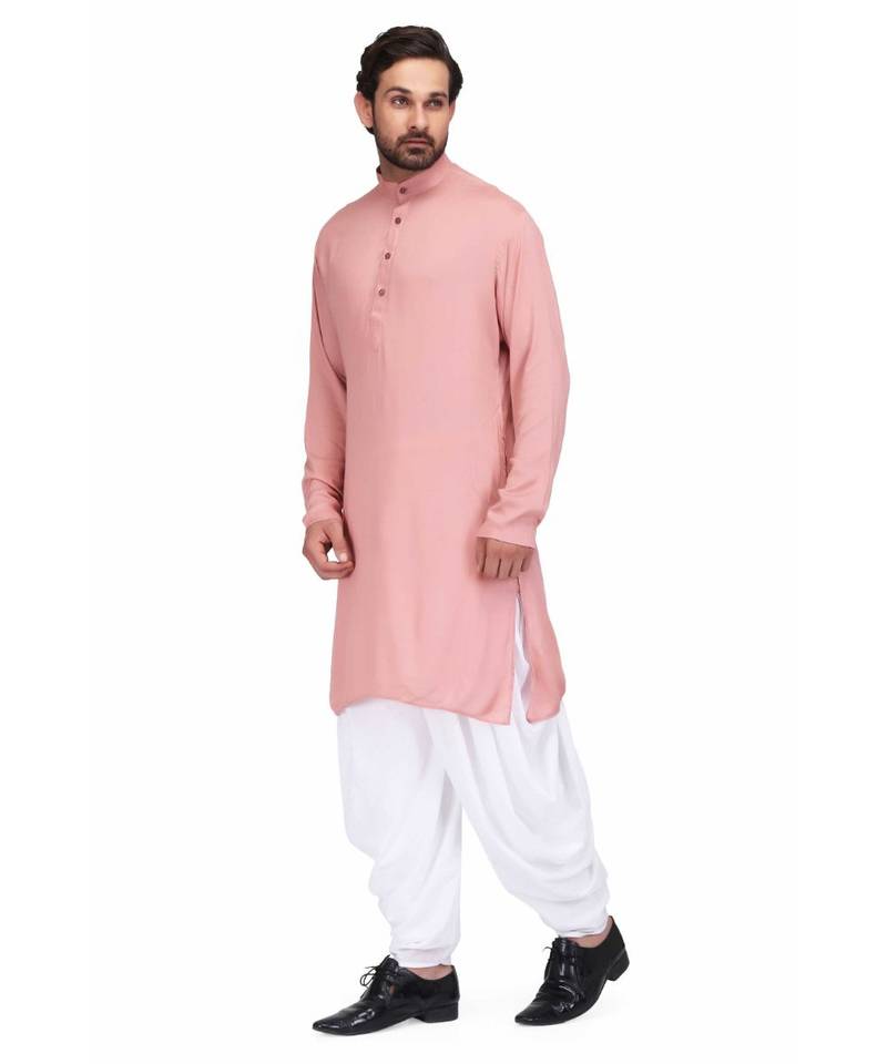 Designer dusty pink rayon kurta with with payjama