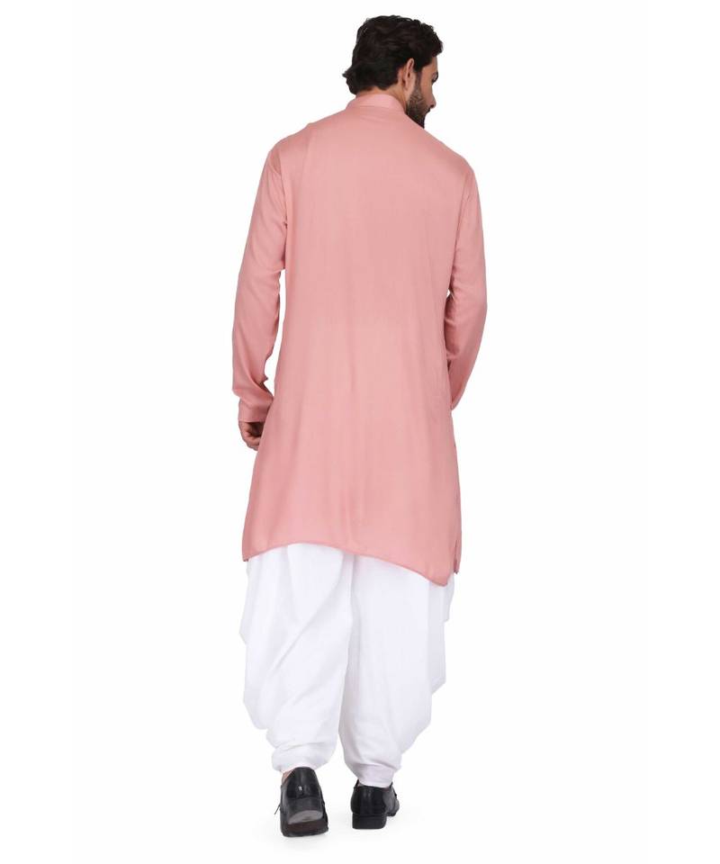 Designer dusty pink rayon kurta with with payjama