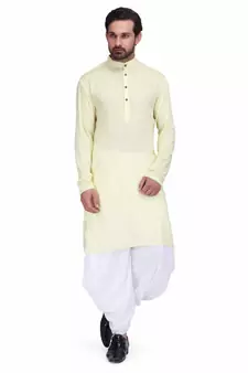 Designer lemon yellow rayon kurta with with payjama