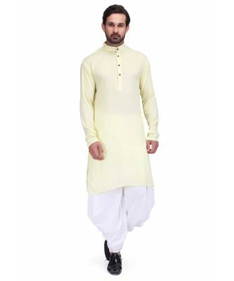 Designer lemon yellow rayon kurta with with payjama 2