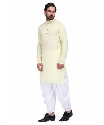 Designer lemon yellow rayon kurta with with payjama 3