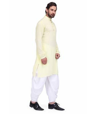 Designer lemon yellow rayon kurta with with payjama 4