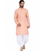 Designer  peach rayon kurta with with payjama