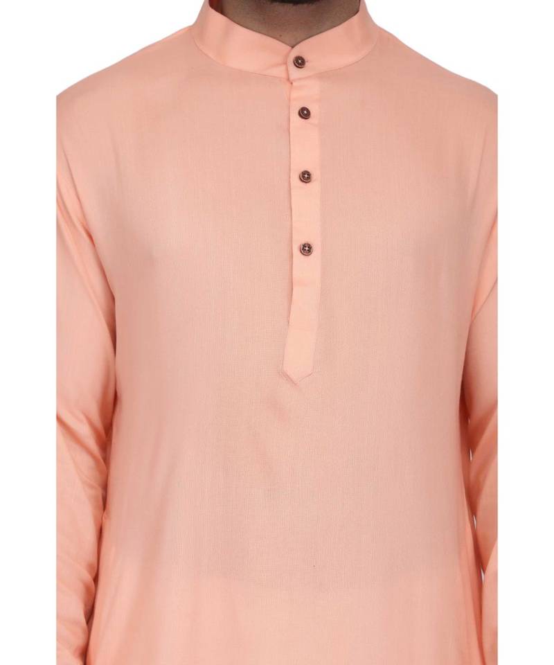 Designer  peach rayon kurta with with payjama