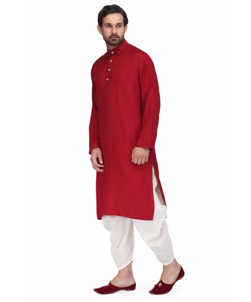 Designer maroon rayon kurta with with payjama