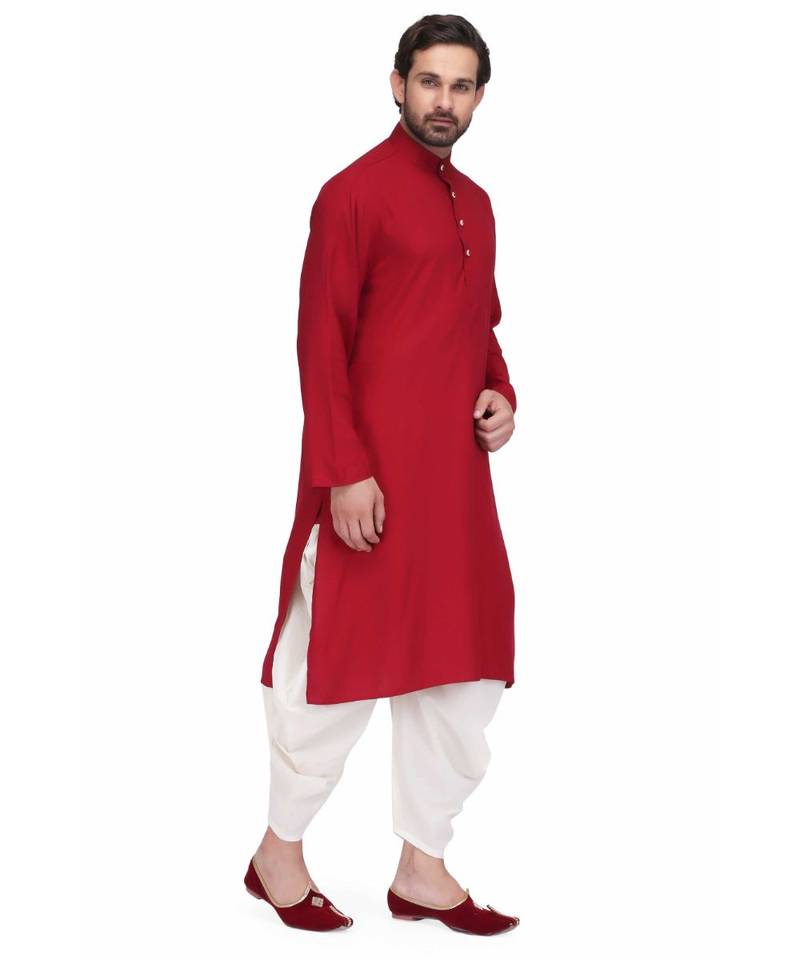 Designer maroon rayon kurta with with payjama