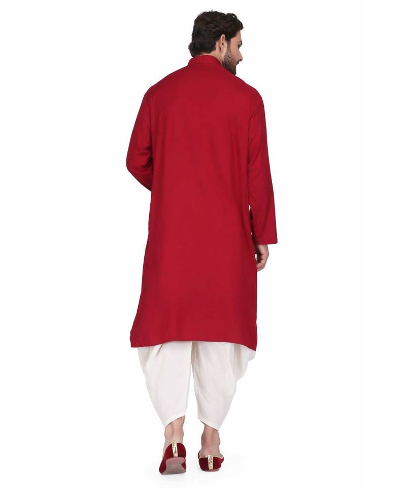 Designer maroon rayon kurta with with payjama