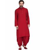 Designer maroon rayon kurta with with payjama