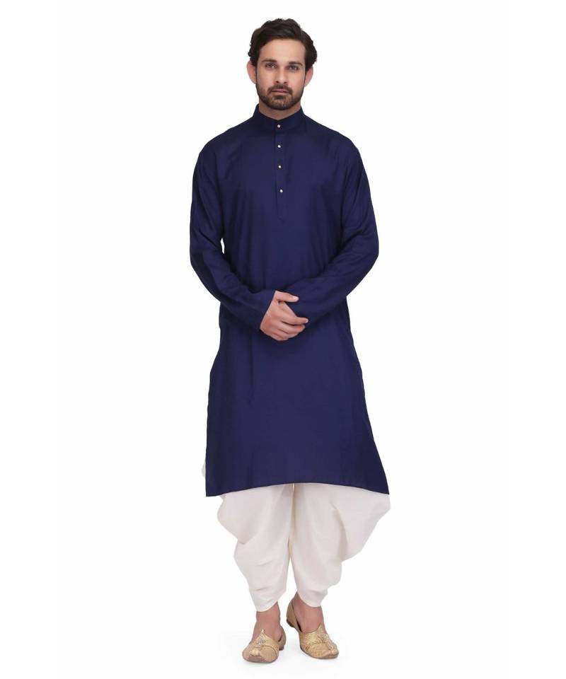 Designer royal blue rayon kurta with with payjama