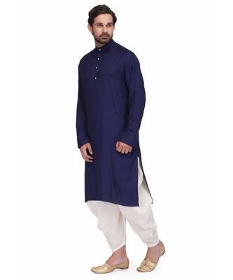 Designer royal blue rayon kurta with with payjama 3