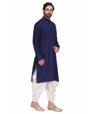 Designer royal blue rayon kurta with with payjama 4