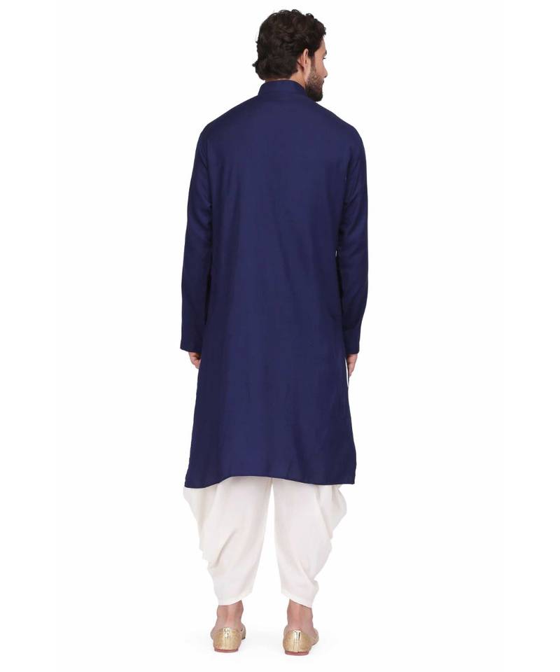 Designer royal blue rayon kurta with with payjama