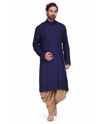 Designer royal blue rayon kurta with with payjama 1
