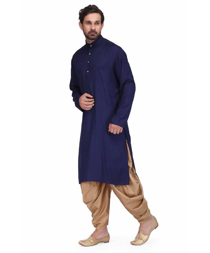 Designer royal blue rayon kurta with with payjama