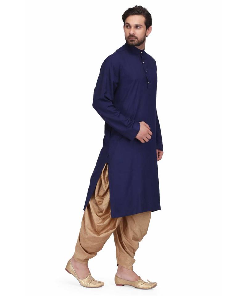 Designer royal blue rayon kurta with with payjama