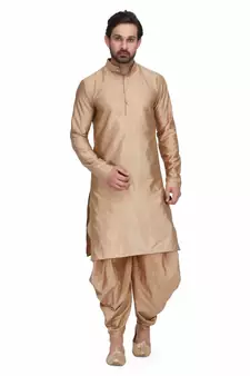 Designer gold raw silk kurta with with payjama