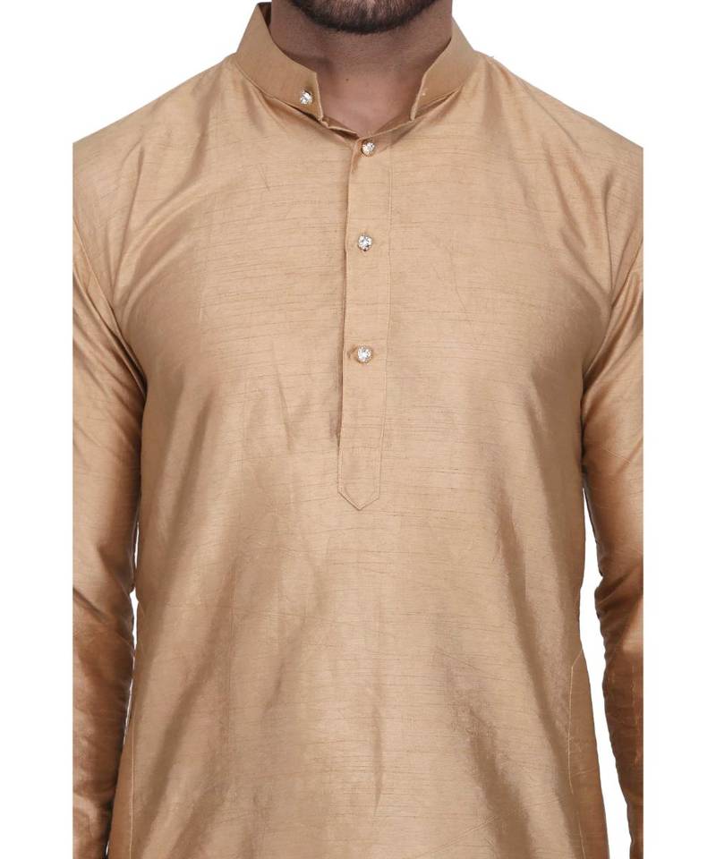Designer gold raw silk kurta with with payjama