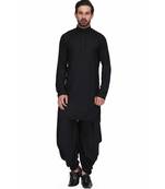 Designer black rayon kurta with with payjama