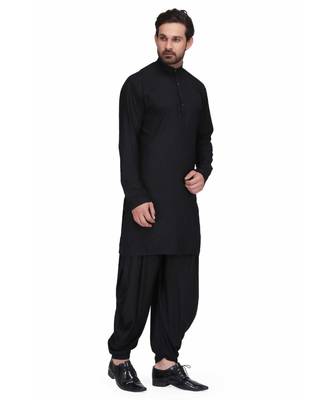 Designer black rayon kurta with with payjama 4