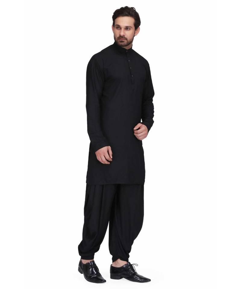 Designer black rayon kurta with with payjama
