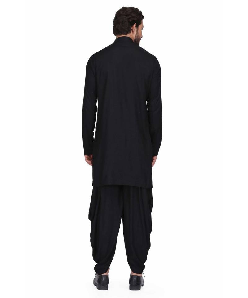 Designer black rayon kurta with with payjama