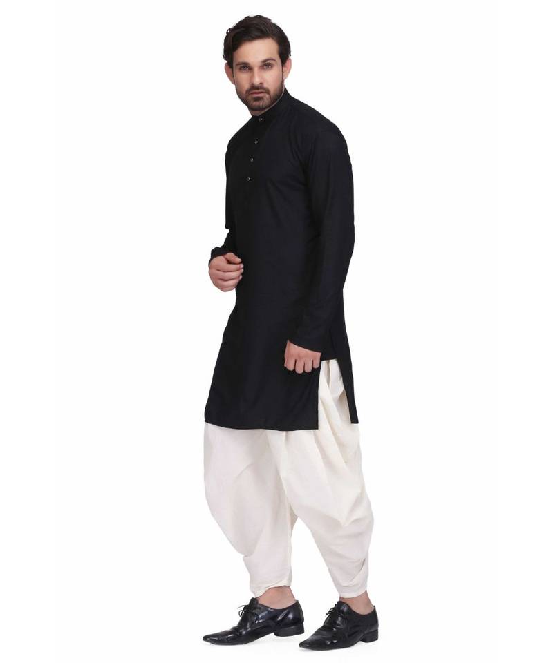 Designer black rayon kurta with with payjama