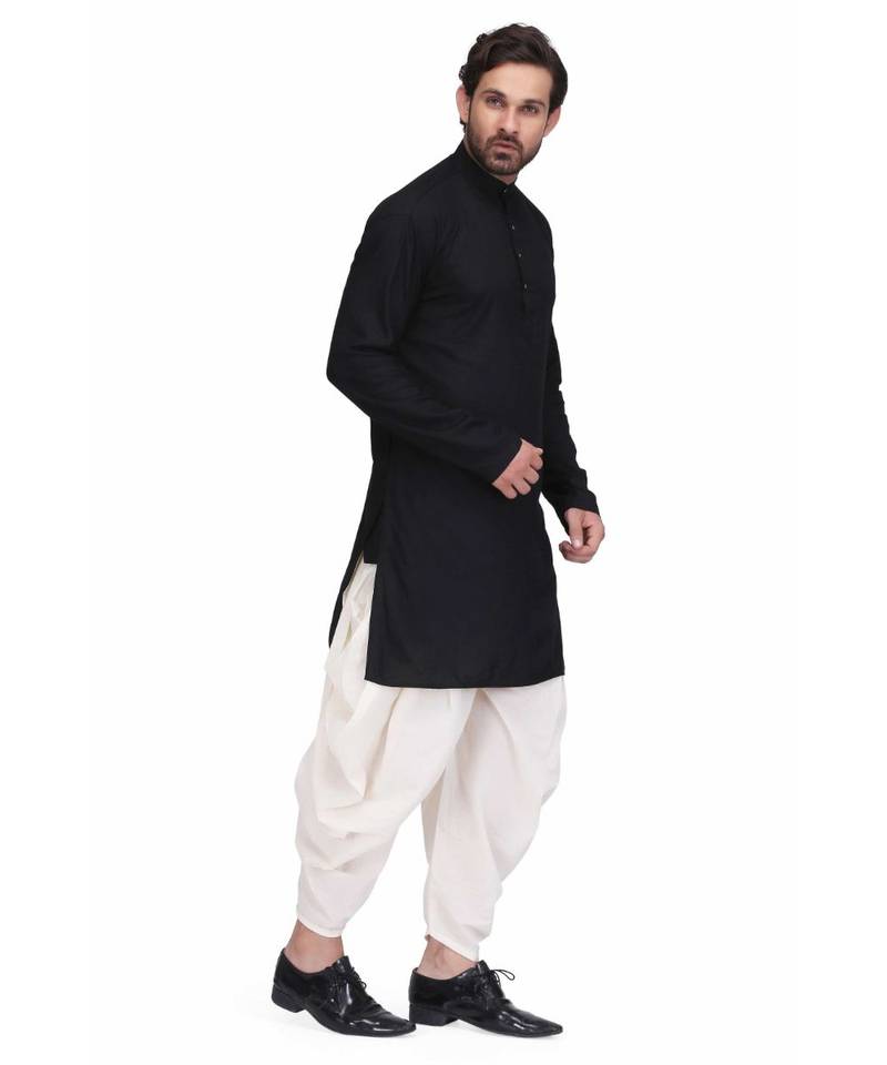Designer black rayon kurta with with payjama