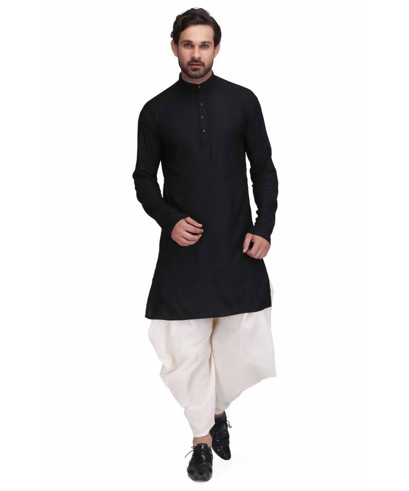 Designer black rayon kurta with with payjama
