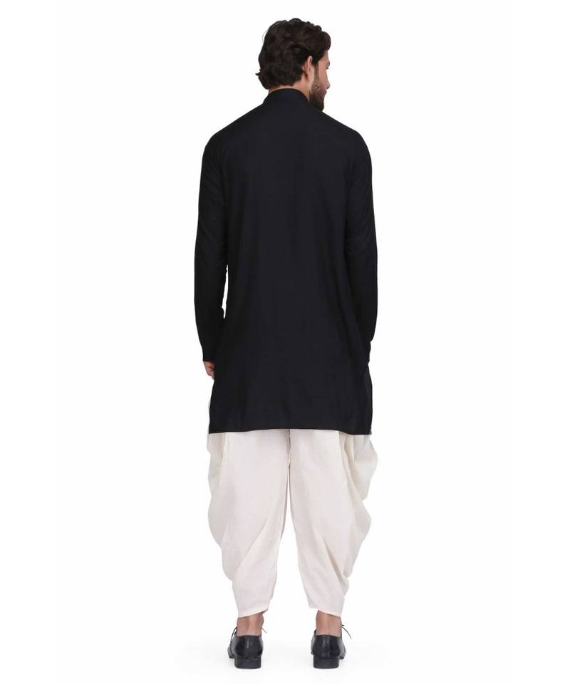 Designer black rayon kurta with with payjama