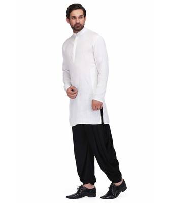 Designer white rayon kurta with with payjama 2