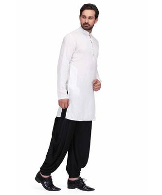 Designer white rayon kurta with with payjama 3