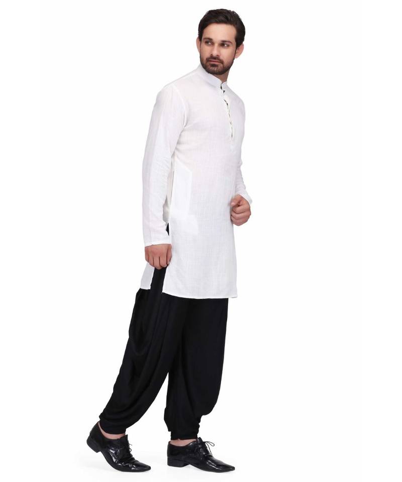 Designer white rayon kurta with with payjama