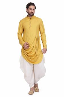 Designer mustared yellow drepe rayon kurta with with payjama
