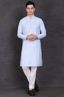 Blue cotton kurta with Slim Fit Pant