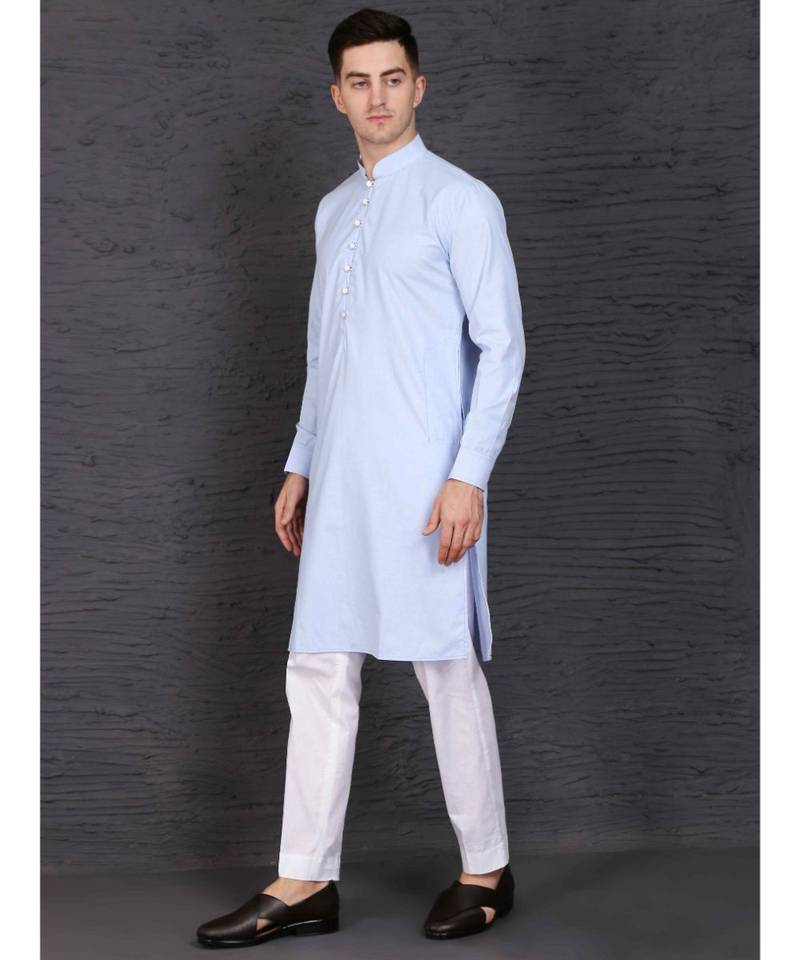 Blue cotton kurta with Slim Fit Pant