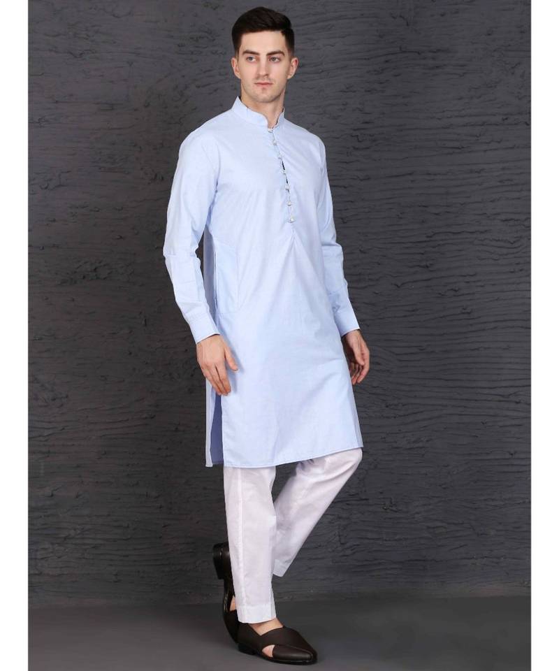 Blue cotton kurta with Slim Fit Pant