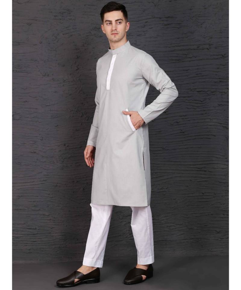 Mauve cotton kurta with Slim Fit Pant