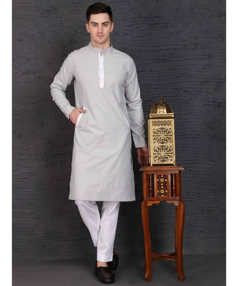 Mauve cotton kurta with Slim Fit Pant